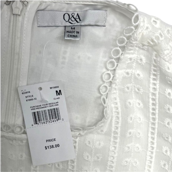 Q&A Eyelet White Sleeveless Dress - Size Medium - Picture 13 of 15